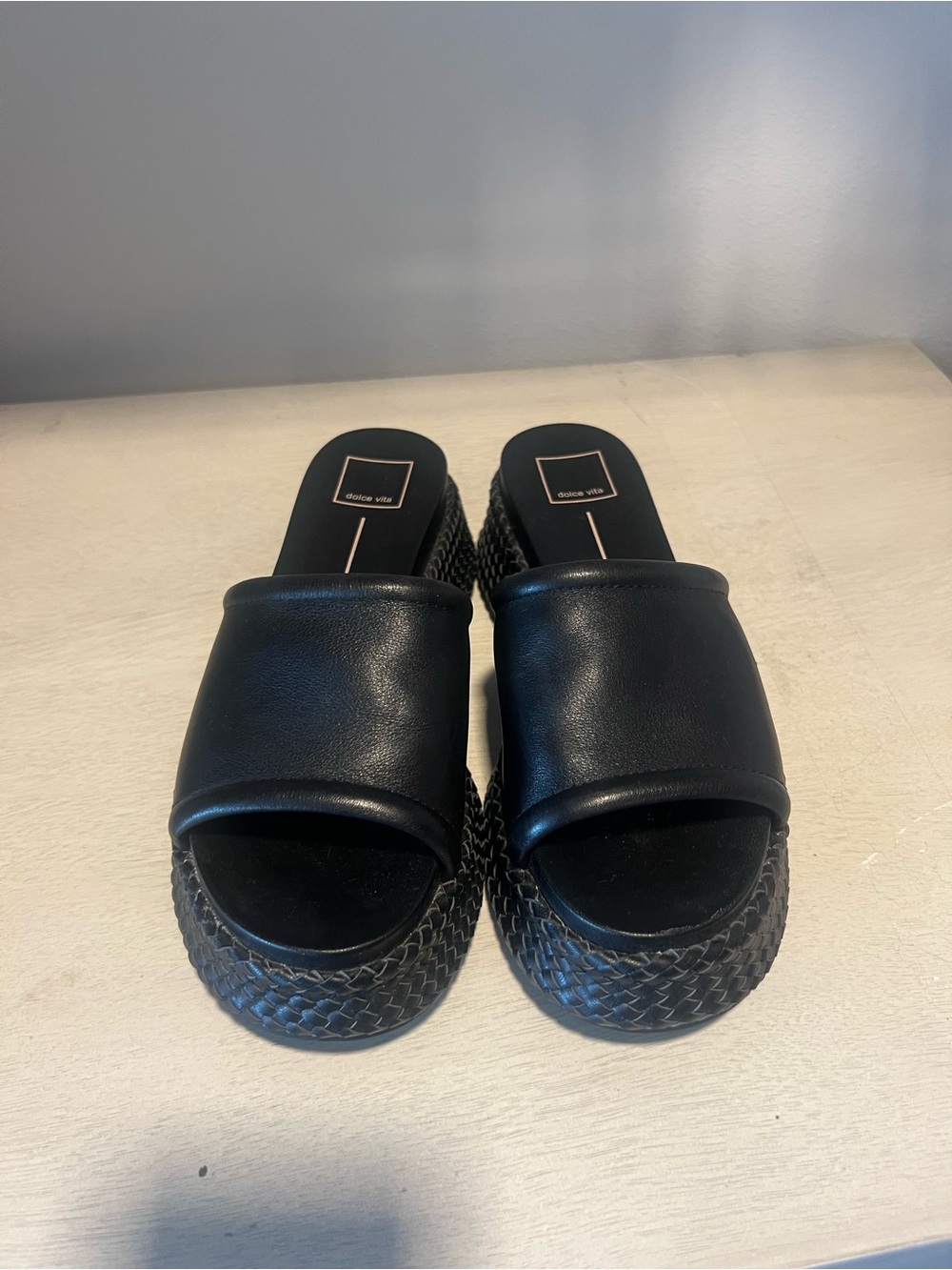 Dolce Vita Black Slide Platform Sandals